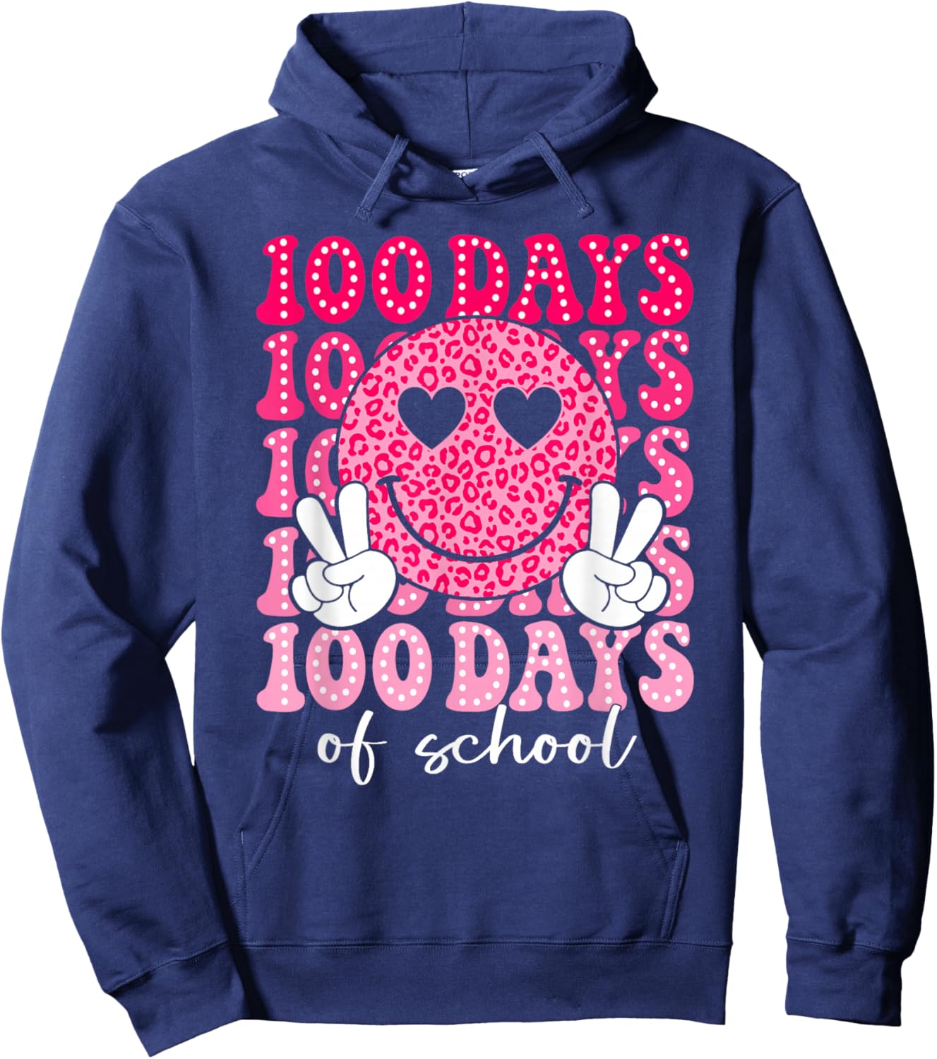 100 Days of School Retro Smile 100th Day School Teacher Kids Hoodie - Hoodie | Navy