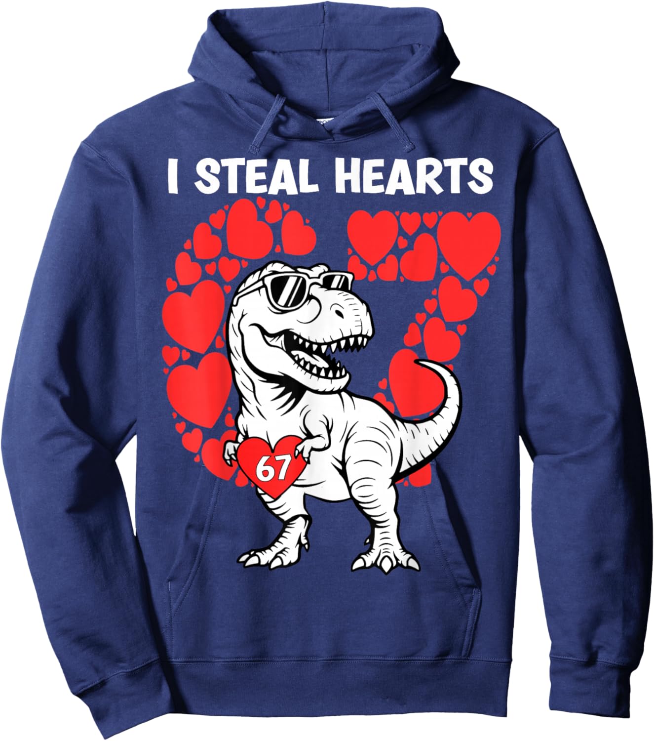 Valentine Day Boys Kids I Steal Hearts Dinosaur Truck 67 Hoodie - Hoodie | Navy