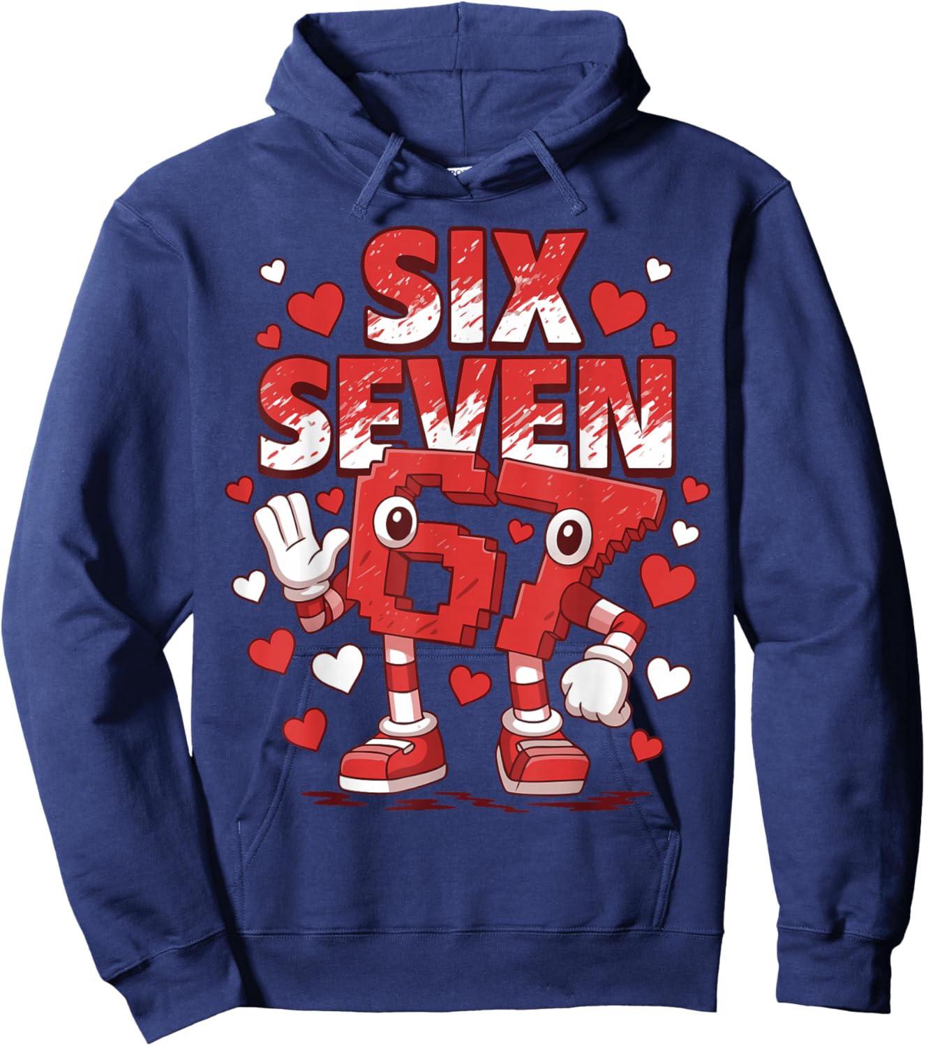 Six Seven Kids Meme 67 Six Seven 6 7 Heart 67 Valentine Hoodie - Hoodie | Navy