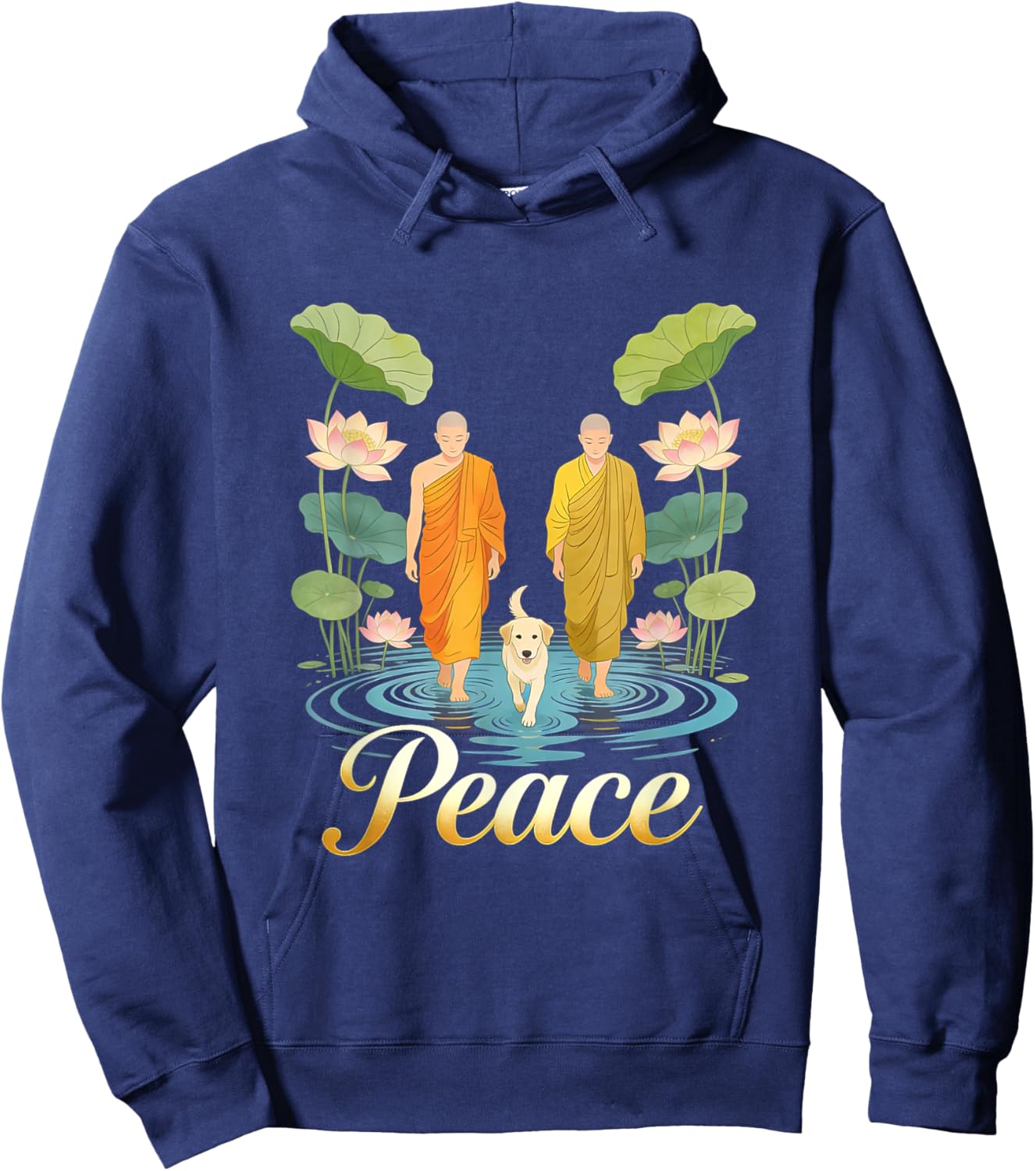 Peace Walking Monks Zen Art Walk for Aloka Hoodie - Hoodie | Navy