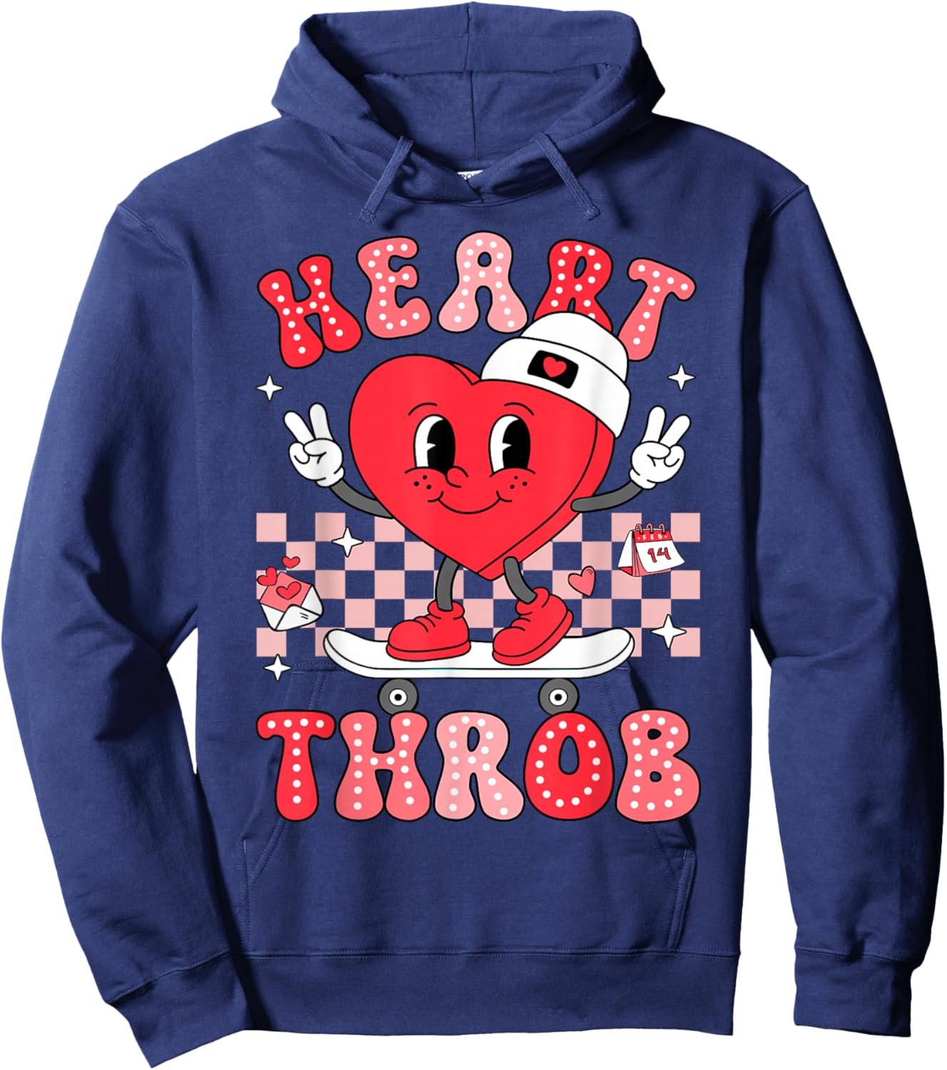 Heart Throb Groovy Valentine Toddler Men Boys Cute Heart Hoodie - Hoodie | Navy