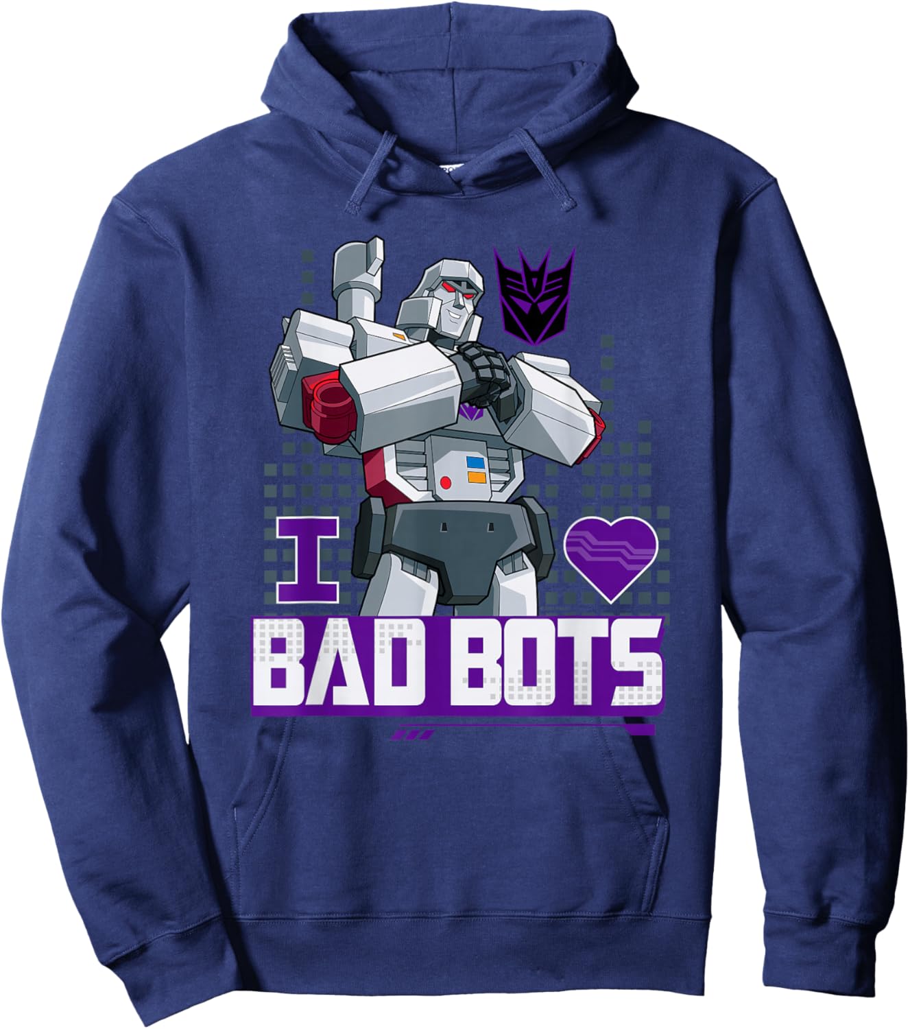 Transformers Valentine's Day Megatron I Love Bad Bots Hoodie - Hoodie | Navy