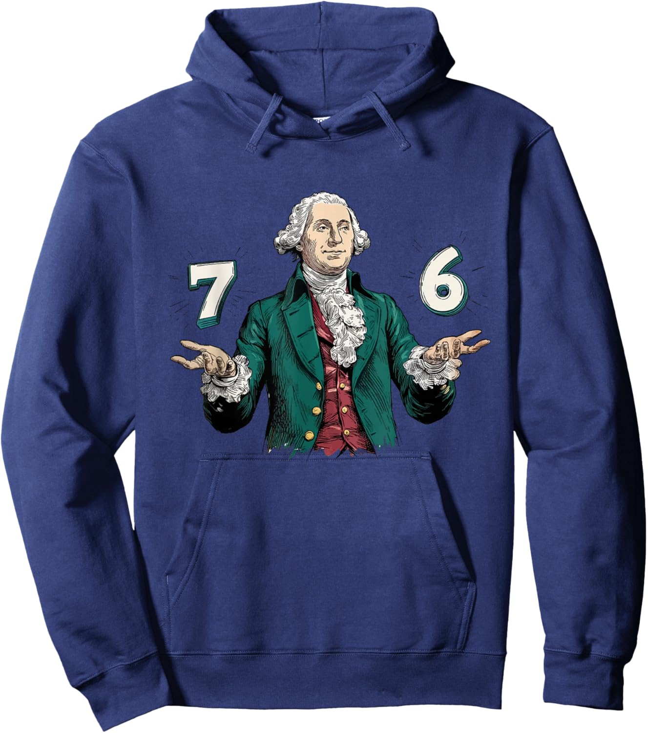 Six Seven George Washington 6-7 7 6 Humor 7endy Meme Hoodie - Hoodie | Navy