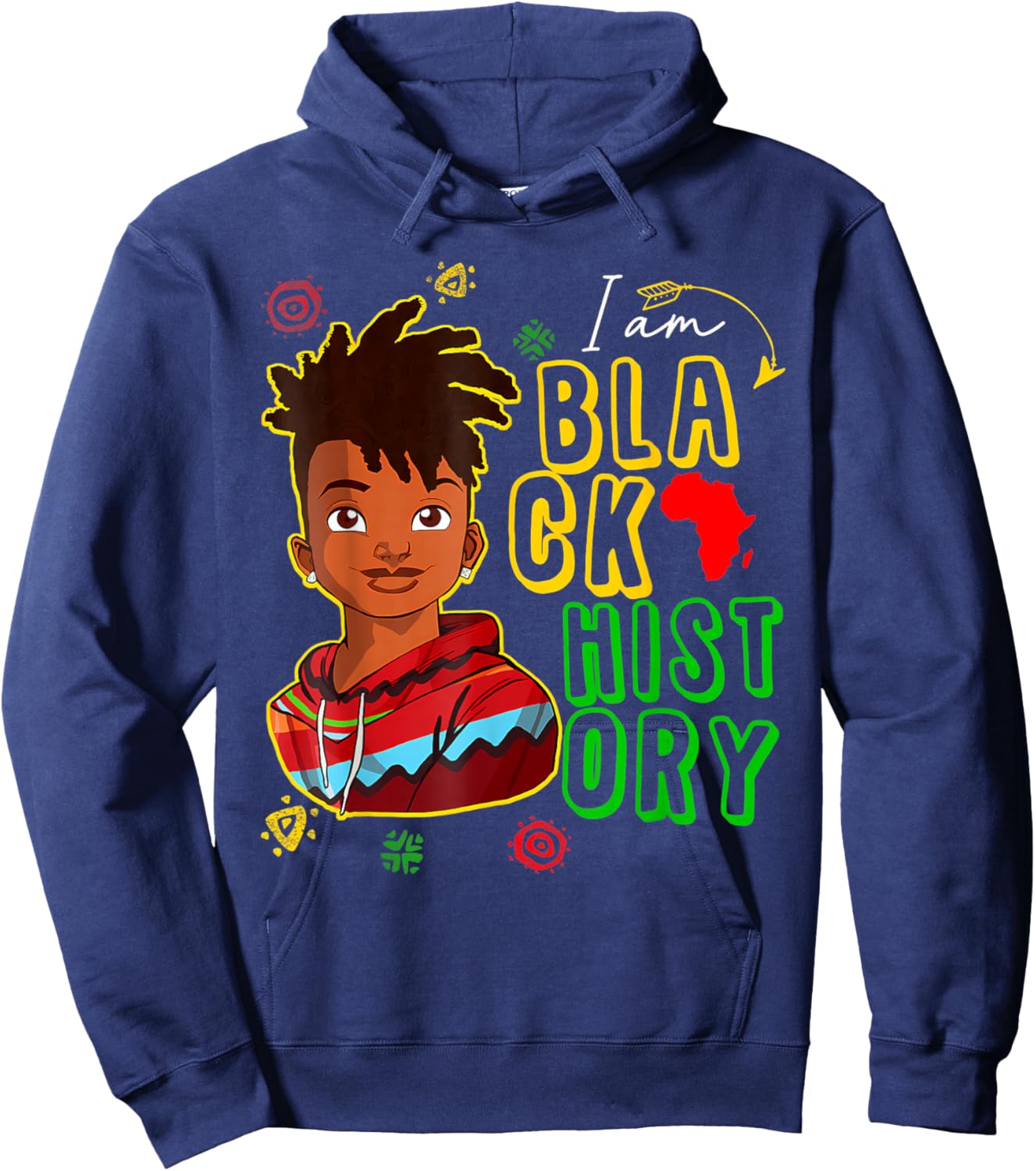 I Am The Strong African Boy Black History Month Boys Kids Hoodie - Hoodie | Navy