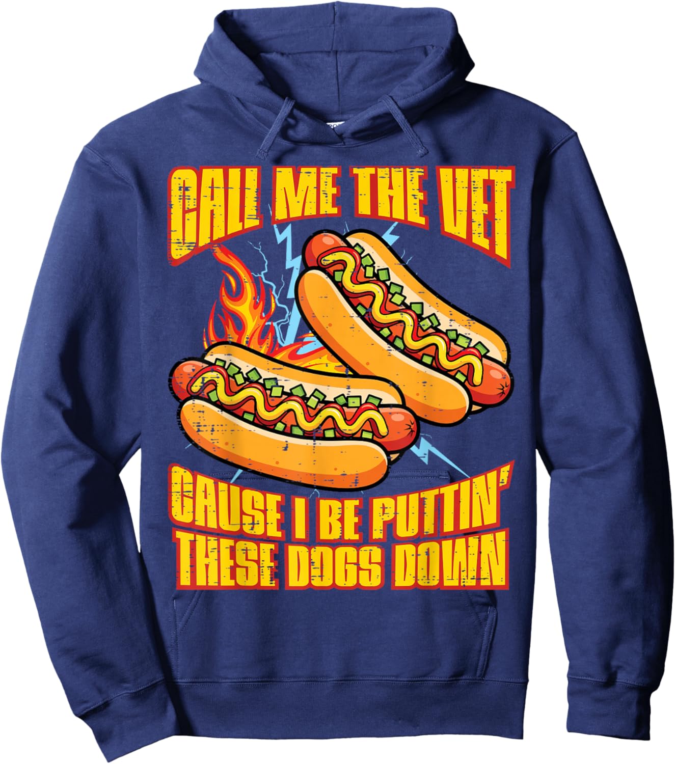 Call Me The Vet Hot Dog Funny Saying Meme Bootleg Men Women Hoodie - Hoodie | Navy