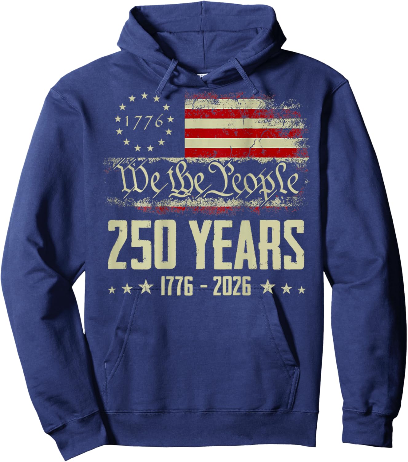 We The People 250 Years America 1776-2026 USA Flag (On Back) Hoodie - Hoodie | Navy