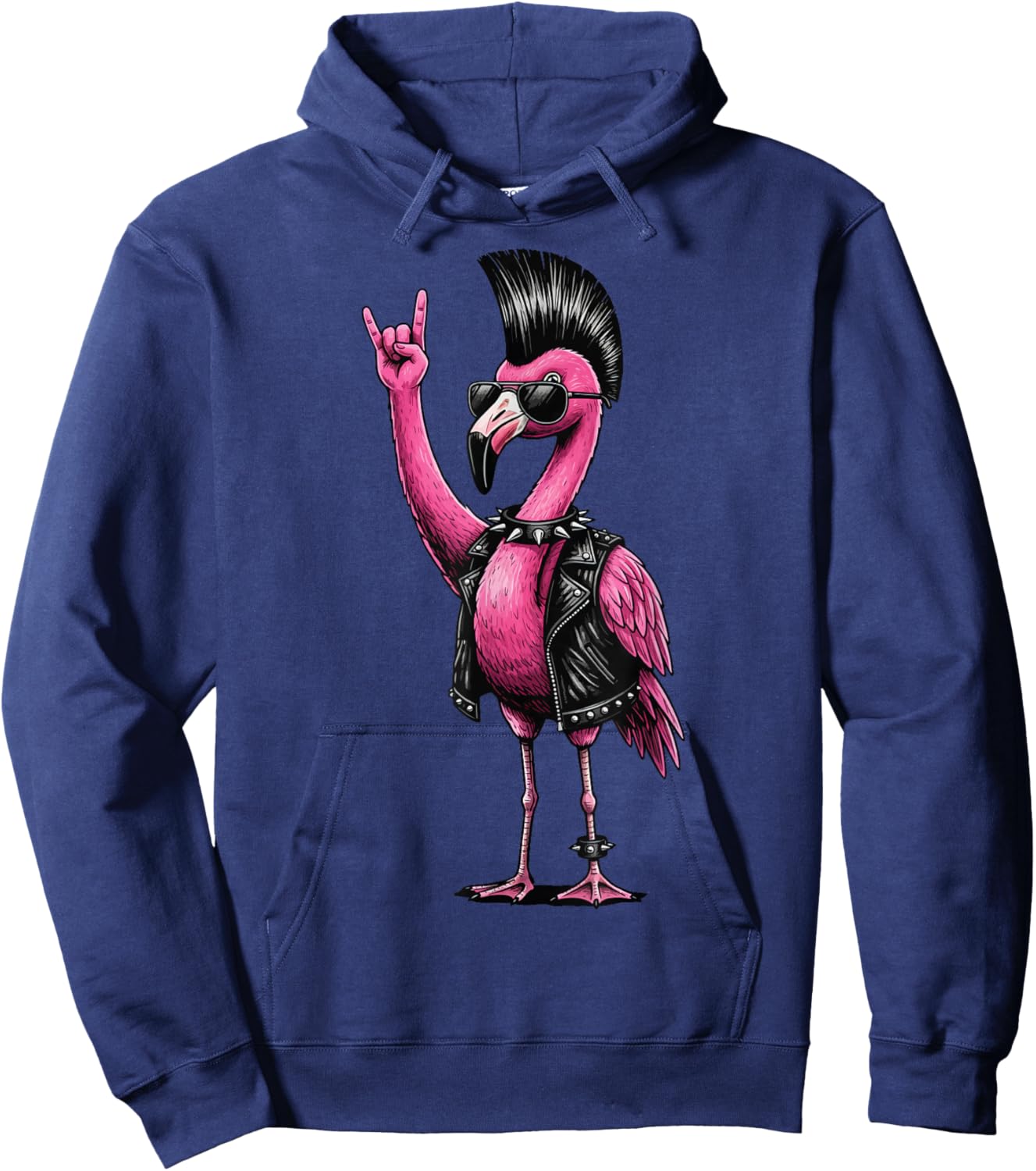 Flamingo Punk Rock Heavy Metal Hoodie - Hoodie | Navy