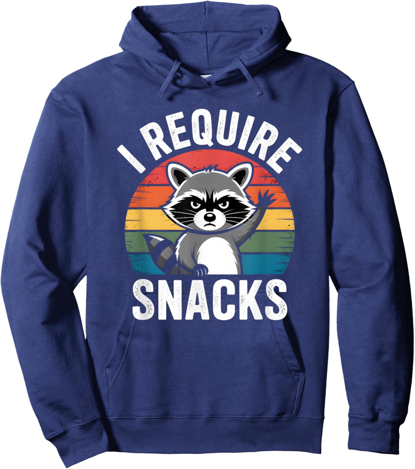 Vintage I Require Snacks Raccoon Aesthetic Hoodie - Hoodie | Navy