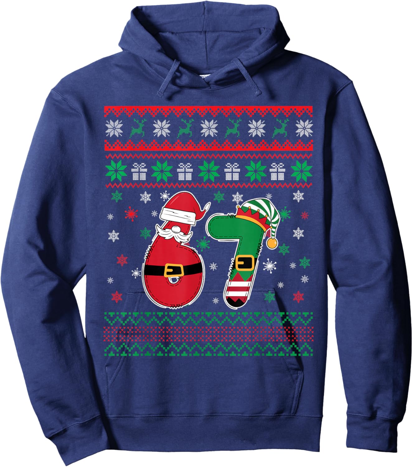 Funny 67 Six Seven Meme Couple Pajamas Matching Christmas Hoodie - Hoodie | Navy