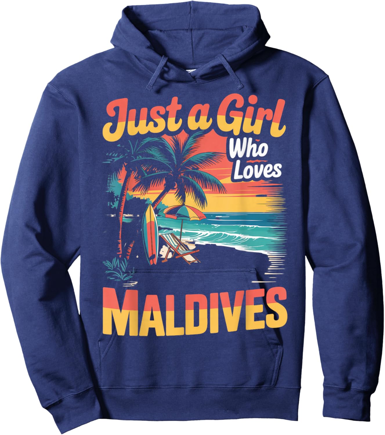 Island Tropical Surfing Maldivian Girl Who Loves Maldives Hoodie - Hoodie | Navy
