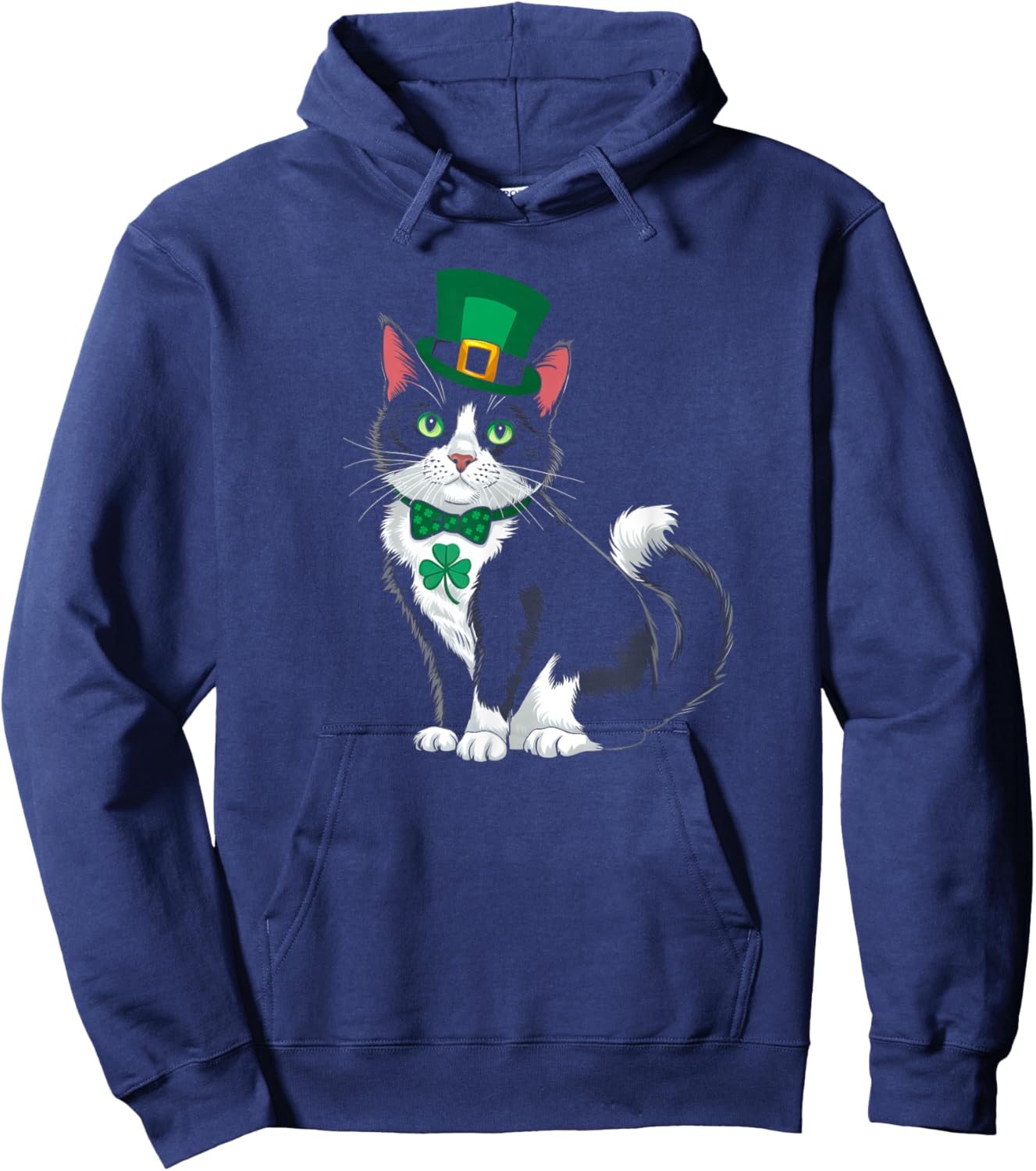 St Patricks Cat Shamrock Leprechaun Saint Pattys Cat Lover Hoodie - Hoodie | Navy