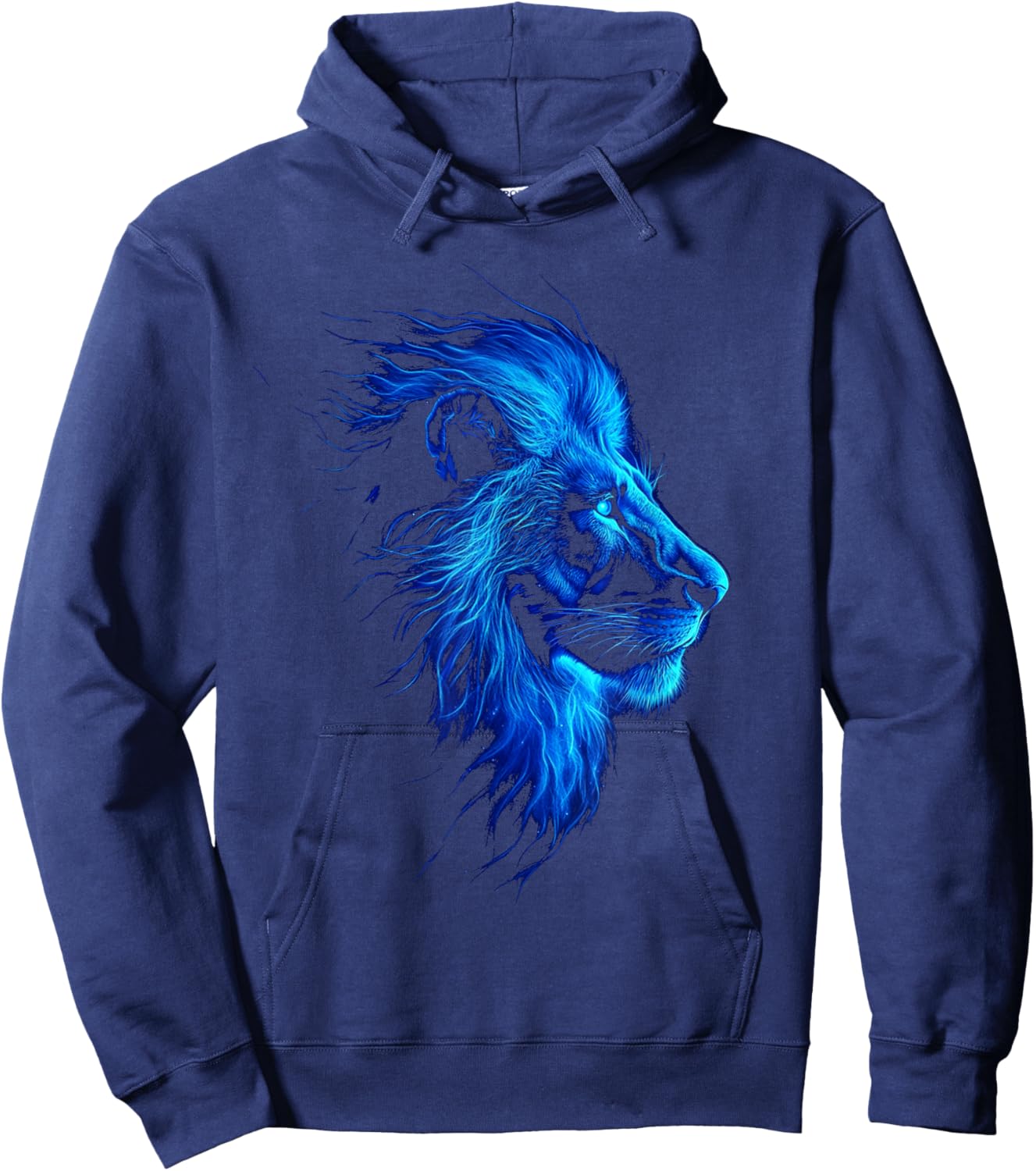 Animal Graphic Majestic Blue Artistic Lion Lover Hoodie - Hoodie | Navy