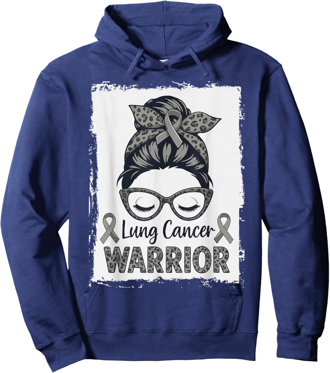Warrior Lung Cancer Month Awareness White Ribbon Support Hoodie - Hoodie | Navy