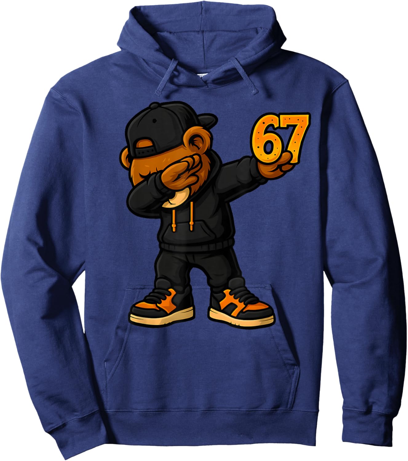 Dabbing Teddy Bear 67 Meme Funny Brainrot Hip Hop Kids Boys Hoodie - Hoodie | Navy
