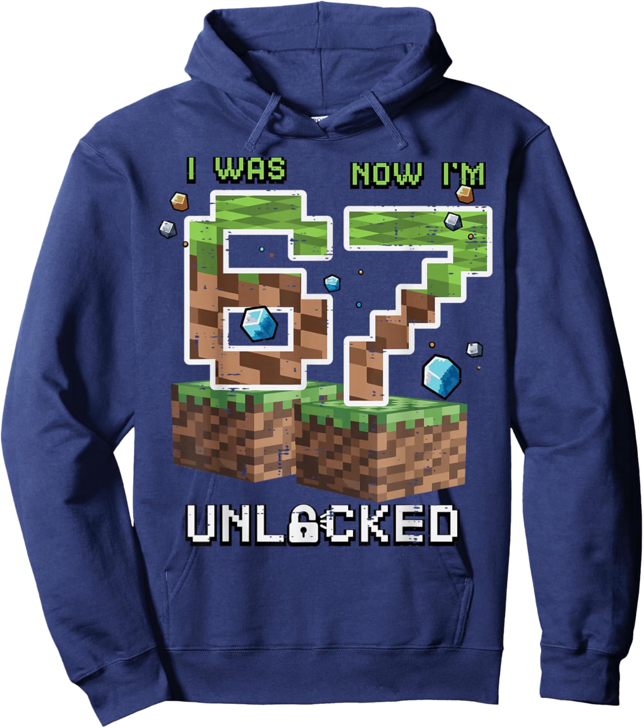 7th Birthday I was 6 Now Im 7 Unlocked 67 Boys Kids Youth Hoodie - Hoodie | Navy
