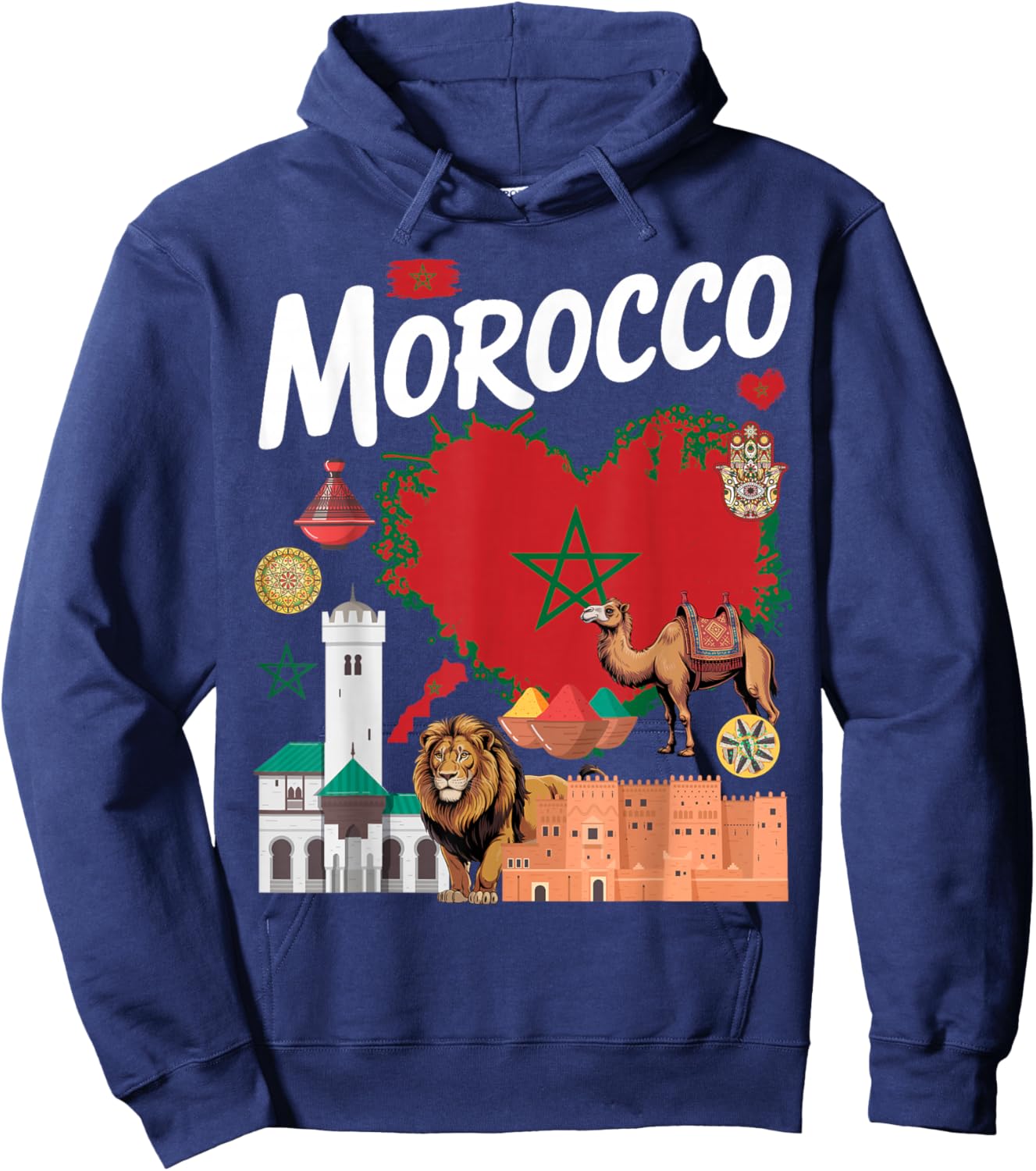 Morocco Flag Outfit Idea for Kids Maroc Moroccan Themed Hoodie - Hoodie | Navy