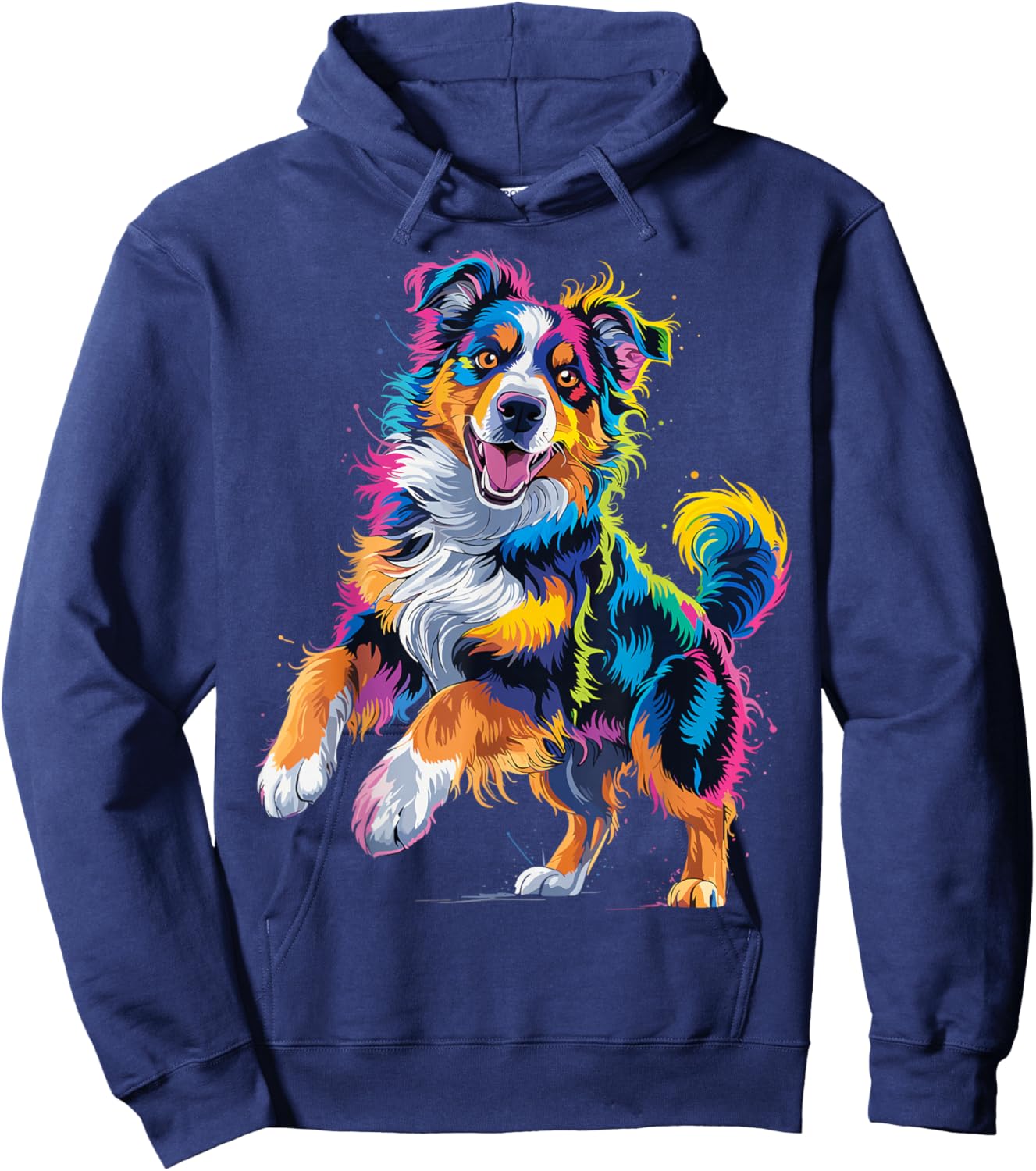 Australian Shepherd Colorful Dog Hoodie - Hoodie | Navy