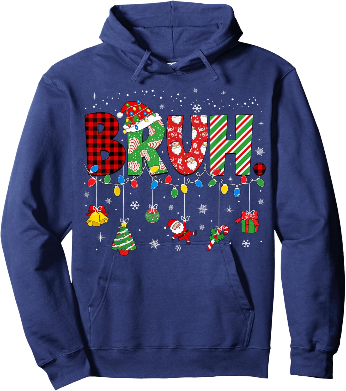 Bruh Meme Funny Saying Bro Greeting Teens Boys Men Christmas Hoodie - Hoodie | Navy