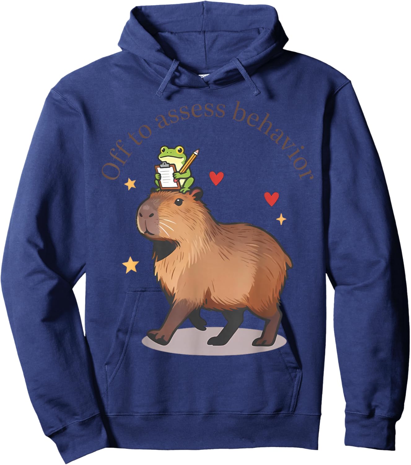 Off to Assess Behavior Cute Capybara Frog Behavior Therapist Hoodie - Hoodie | Navy