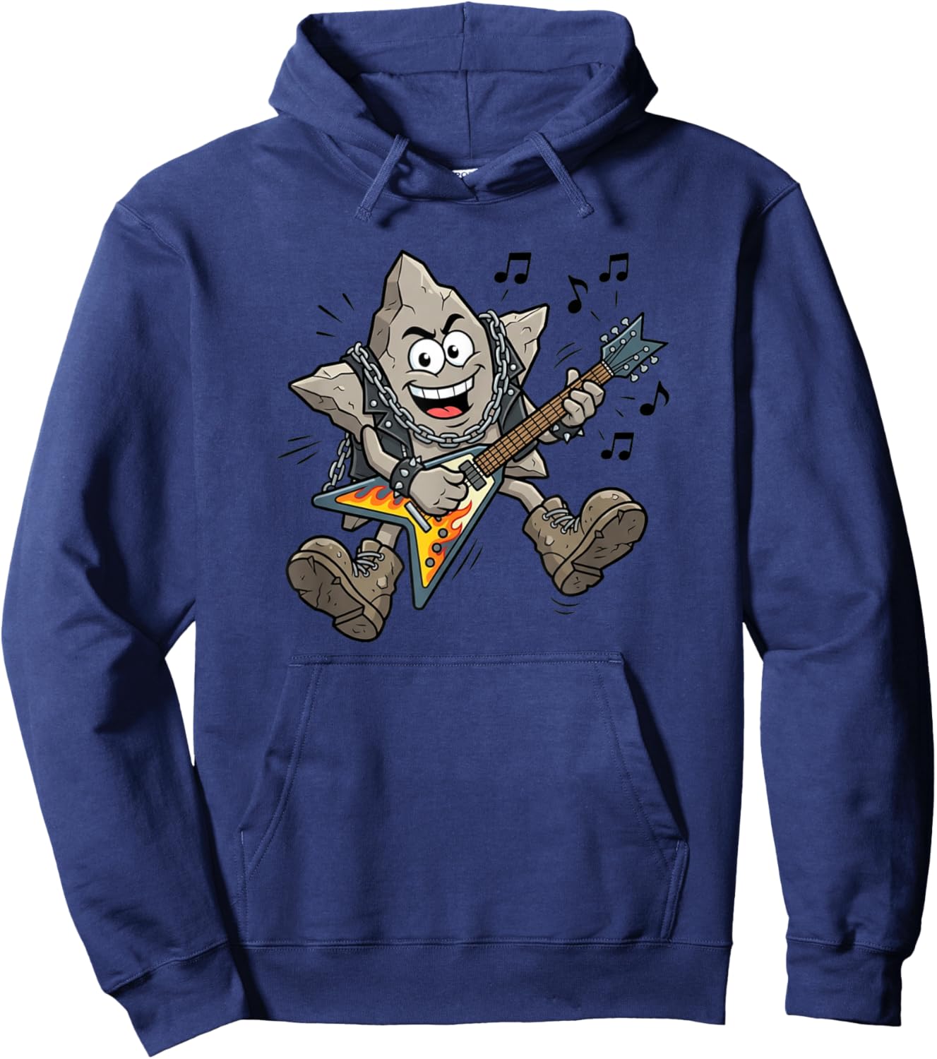 Rock Shaped Star Rockstar Funny Pun Playing Guitar Hoodie - Hoodie | Navy