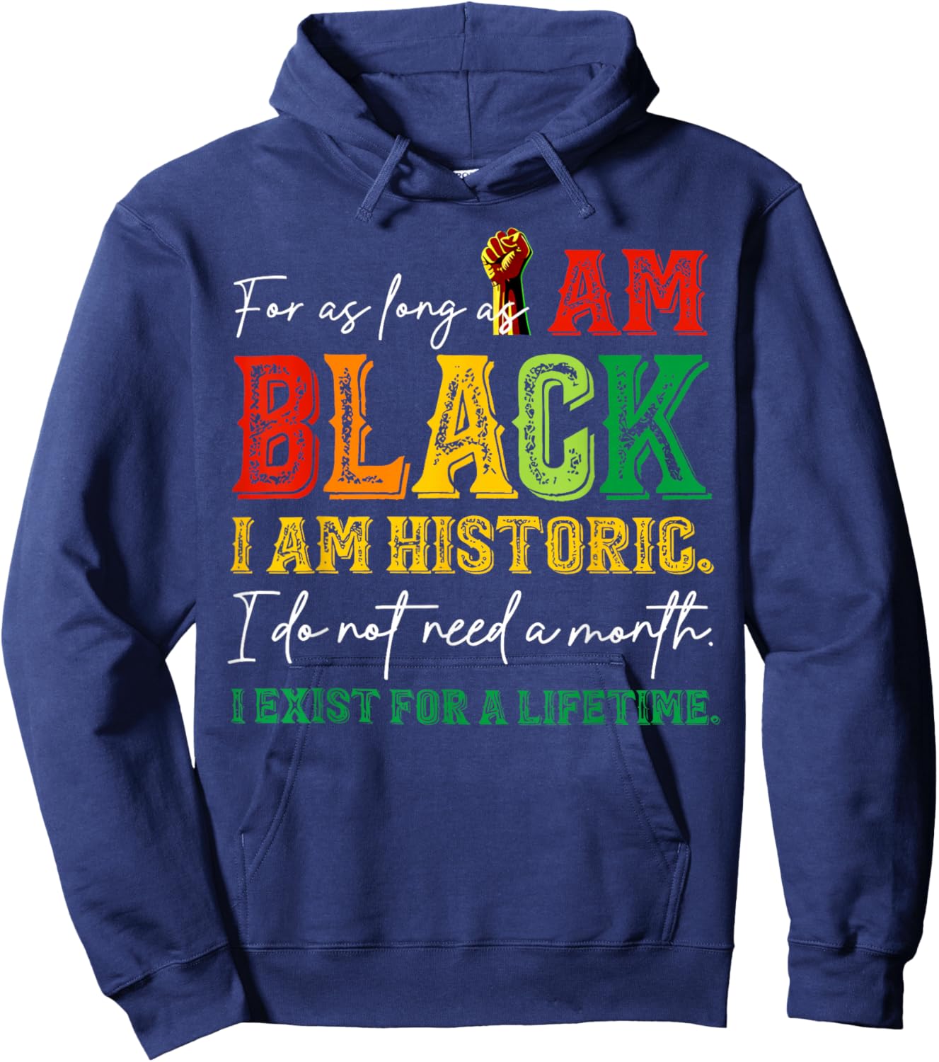 for as Long as I am Black I'm Historic Juneteenth 1865 Hoodie - Hoodie | Navy