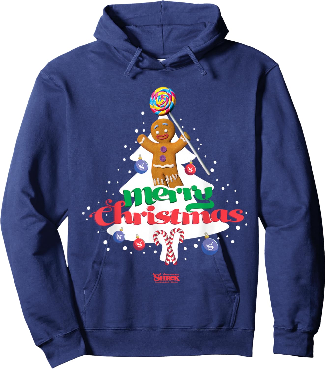 Shrek Gingy Merry Christmas Candy Tree Hoodie - Hoodie | Navy