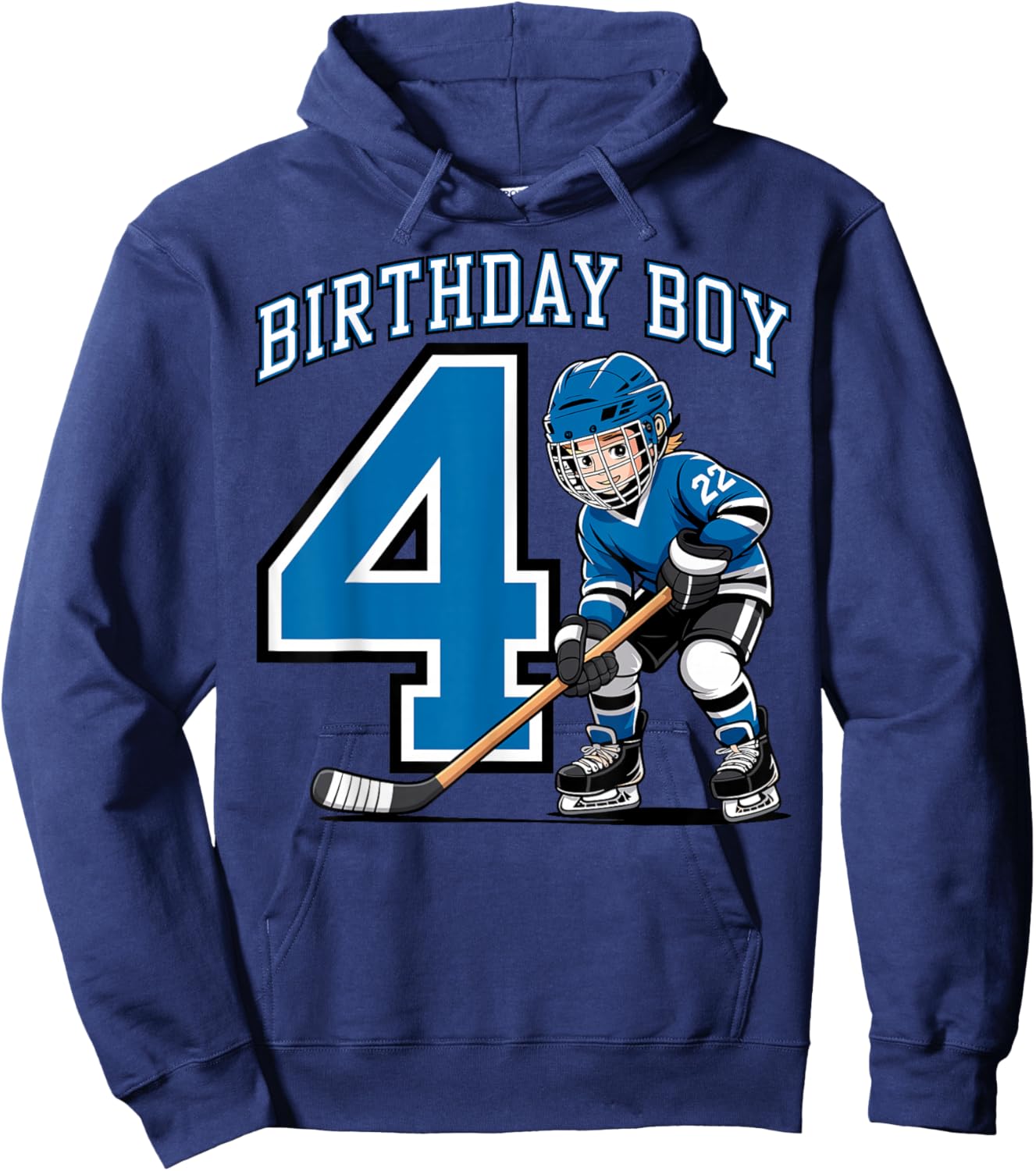 Ice Hockey 4 Years Birthday Boy 4th Bday Kids Hockey Party Hoodie - Hoodie | Navy
