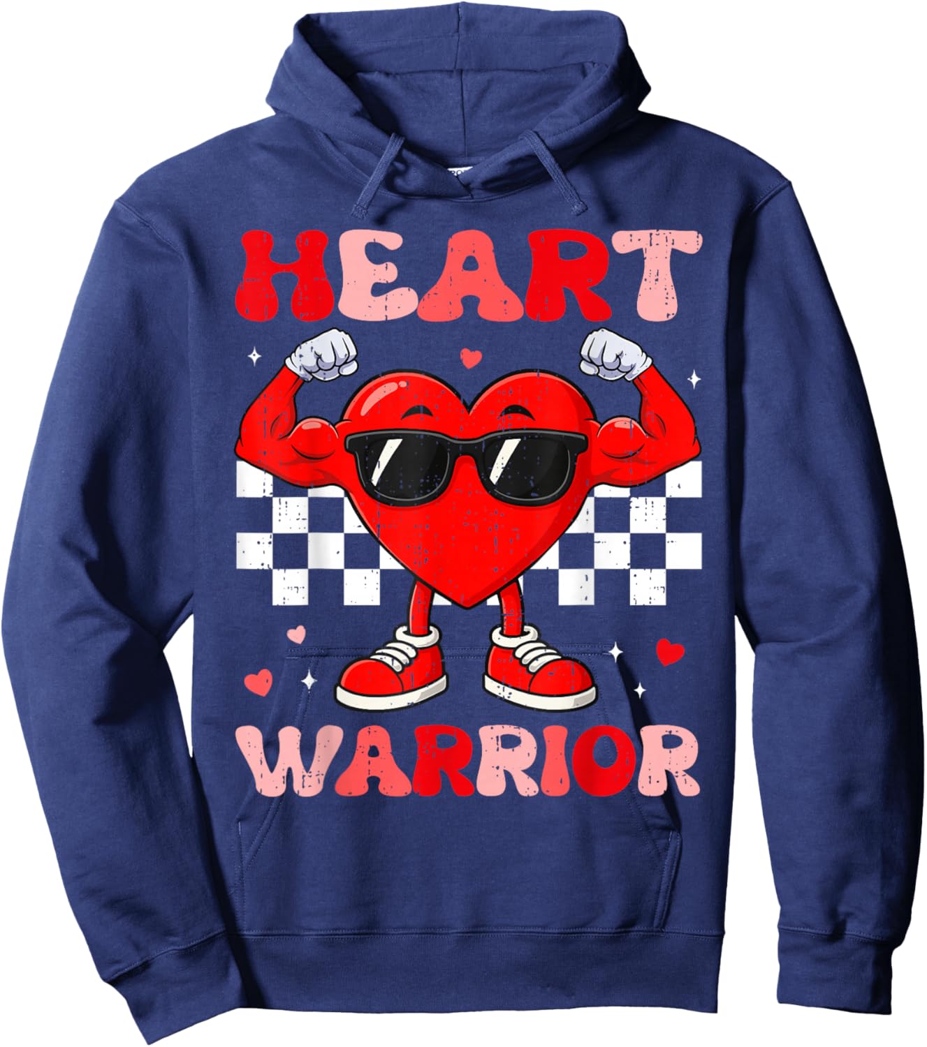 Heart Warrior Heart Disease Awareness Month Red Heart Hoodie - Hoodie | Navy