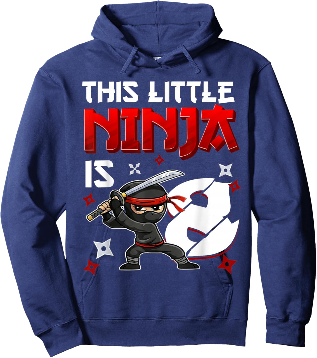 This Little Ninja is 8 Year Old 8th Birthday Ninja Boys Kids Hoodie - Hoodie | Navy