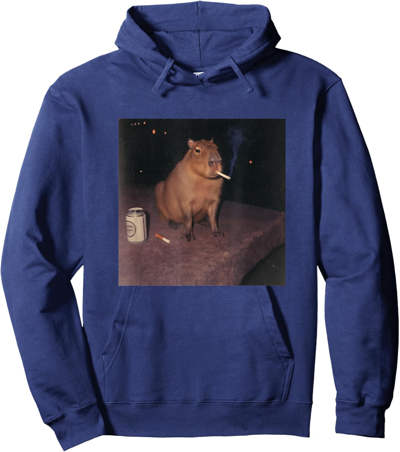 Funny Smoking Capybara Cigarette Beer Gen Z Hoodie - Hoodie | Navy