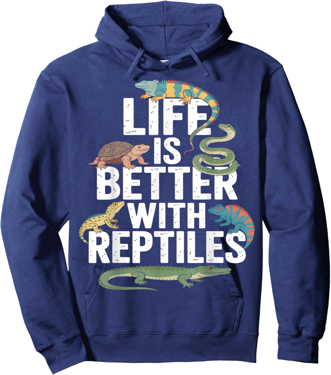 Life is Better with Reptiles Funny Hoodie - Hoodie | Navy
