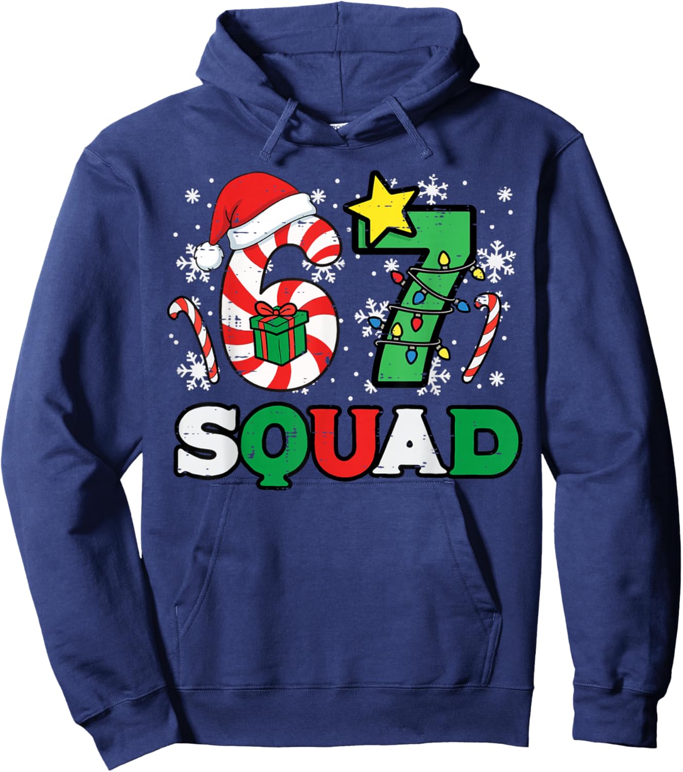 Christmas 67 Squad 6 7 Meme Xmas Family Men Women Kids Boys Hoodie - Hoodie | Navy