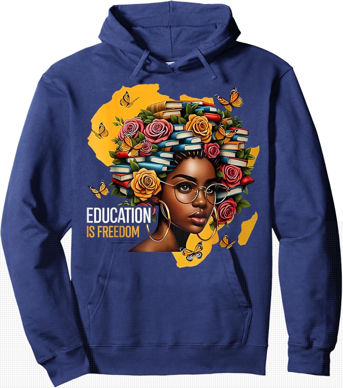 Black History Education is Freedom Books Teacher Women Girls Hoodie - Hoodie | Navy