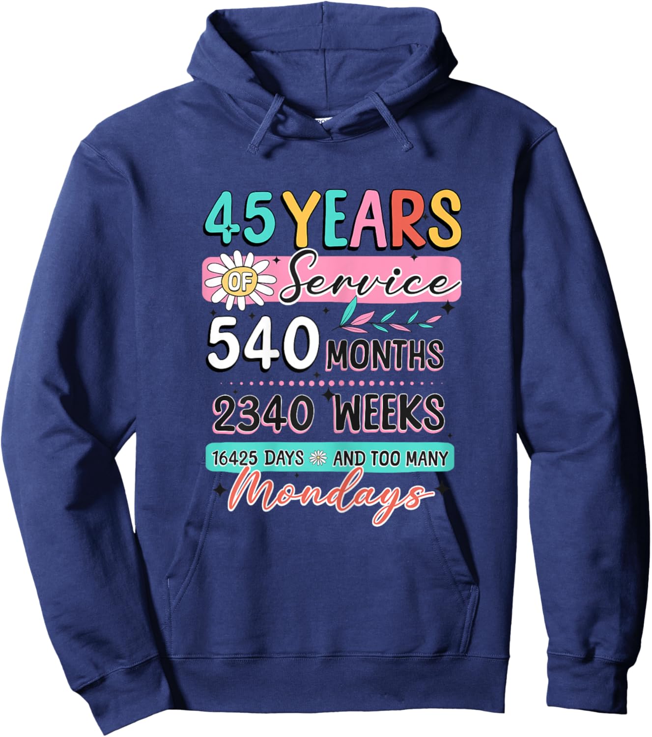 45 Years of Service 45th Year Work Anniversary Retirement Hoodie - Hoodie | Navy
