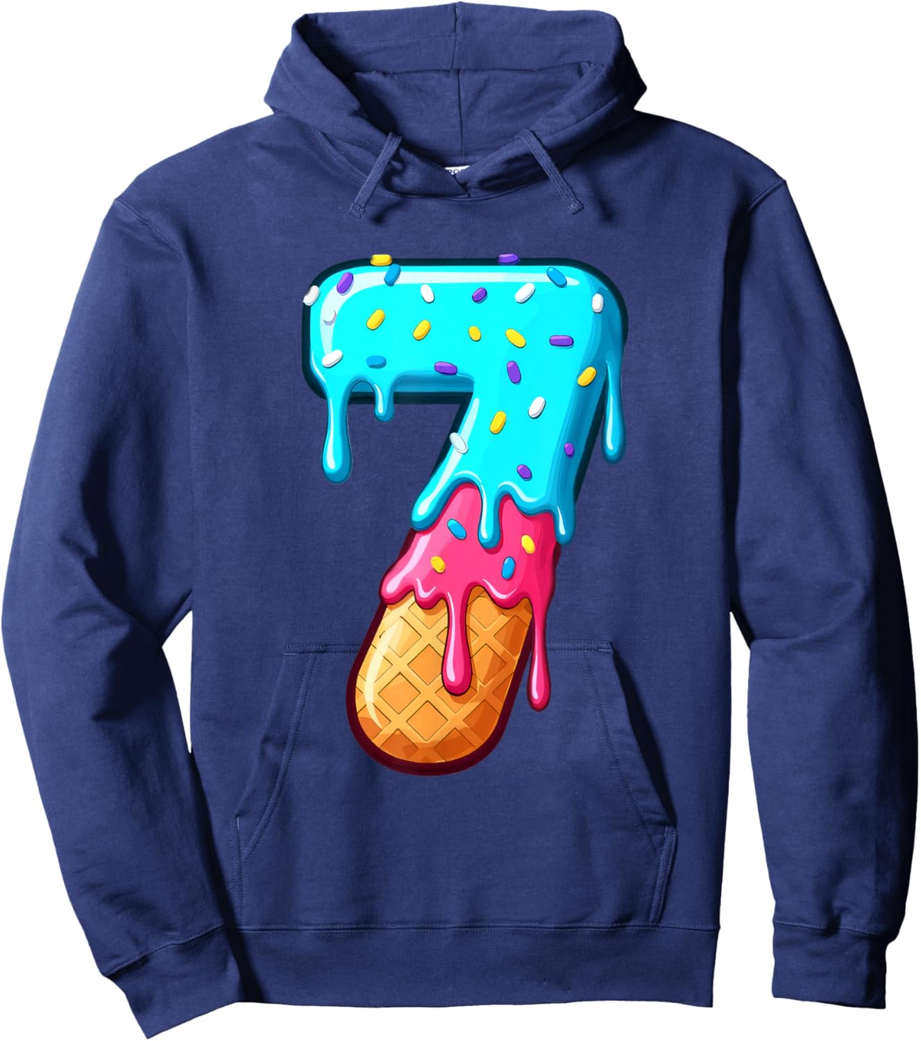 Funny 67 Number 7 Ice Cream Drip Meme Matching Group Costume Hoodie - Hoodie | Navy