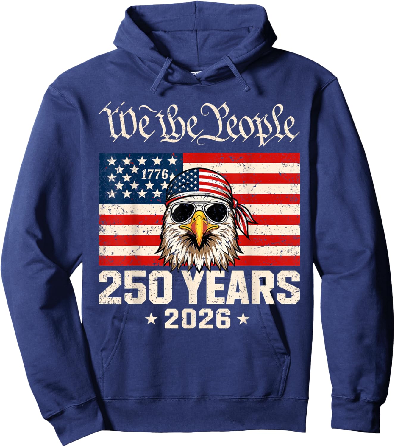 Flag Vintage 250 Years American 1776 2026 250th USA Birthday Hoodie - Hoodie | Navy