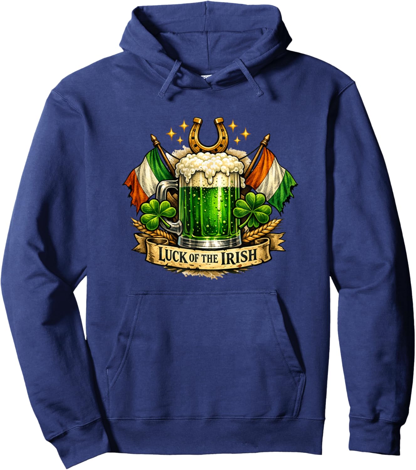 Luck of The Irish Green Beer Mug Saint Patricks Day Fun Hoodie - Hoodie | Navy