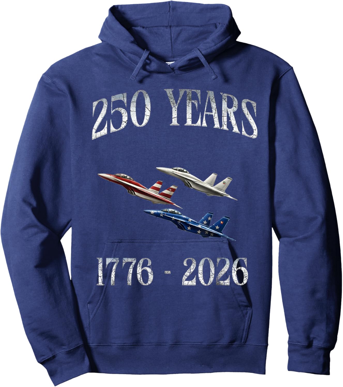 Fighter Jets Flag 250 Years 1776-2026 250th Birthday Hoodie - Hoodie | Navy