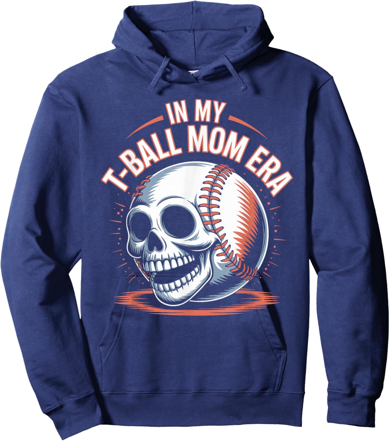 in My T-Ball Mom Era Skull and Coffee Hoodie - Hoodie | Navy