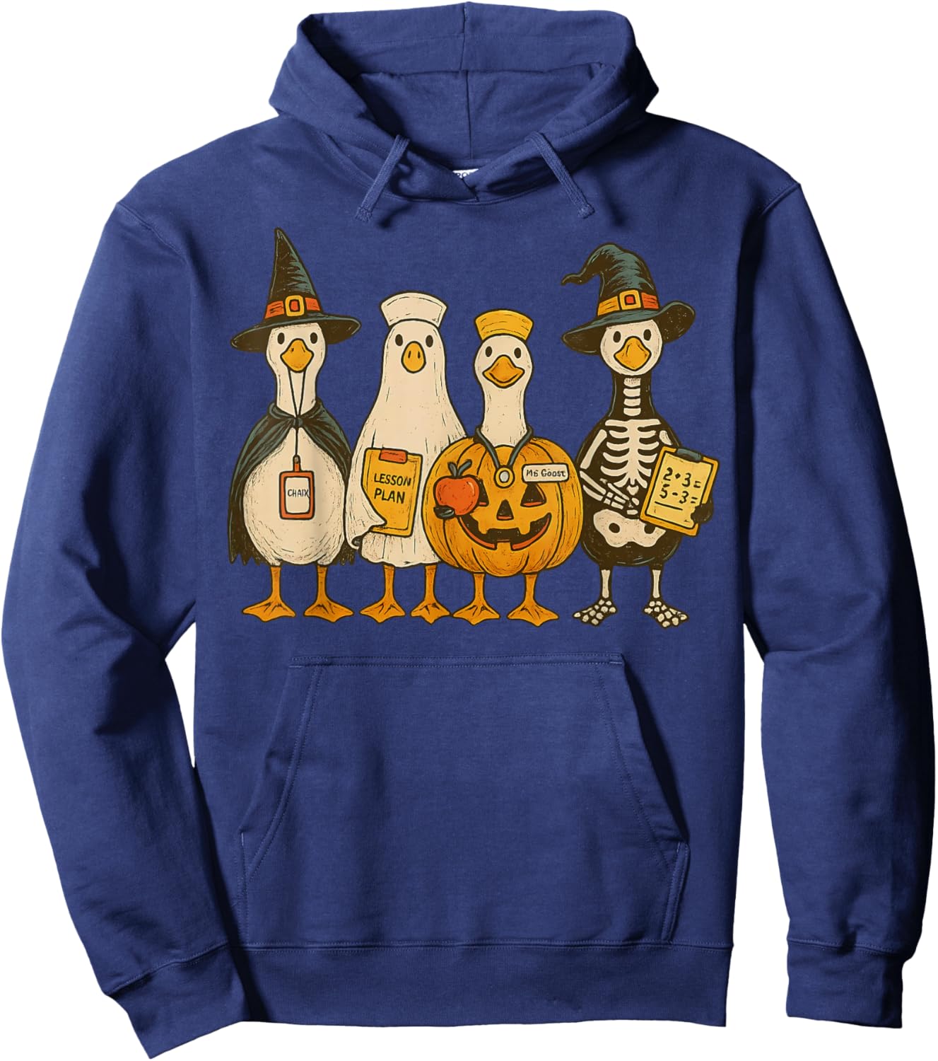 Funny Silly Goose Teacher Halloween Trick or Teach Hoodie - Hoodie | Navy
