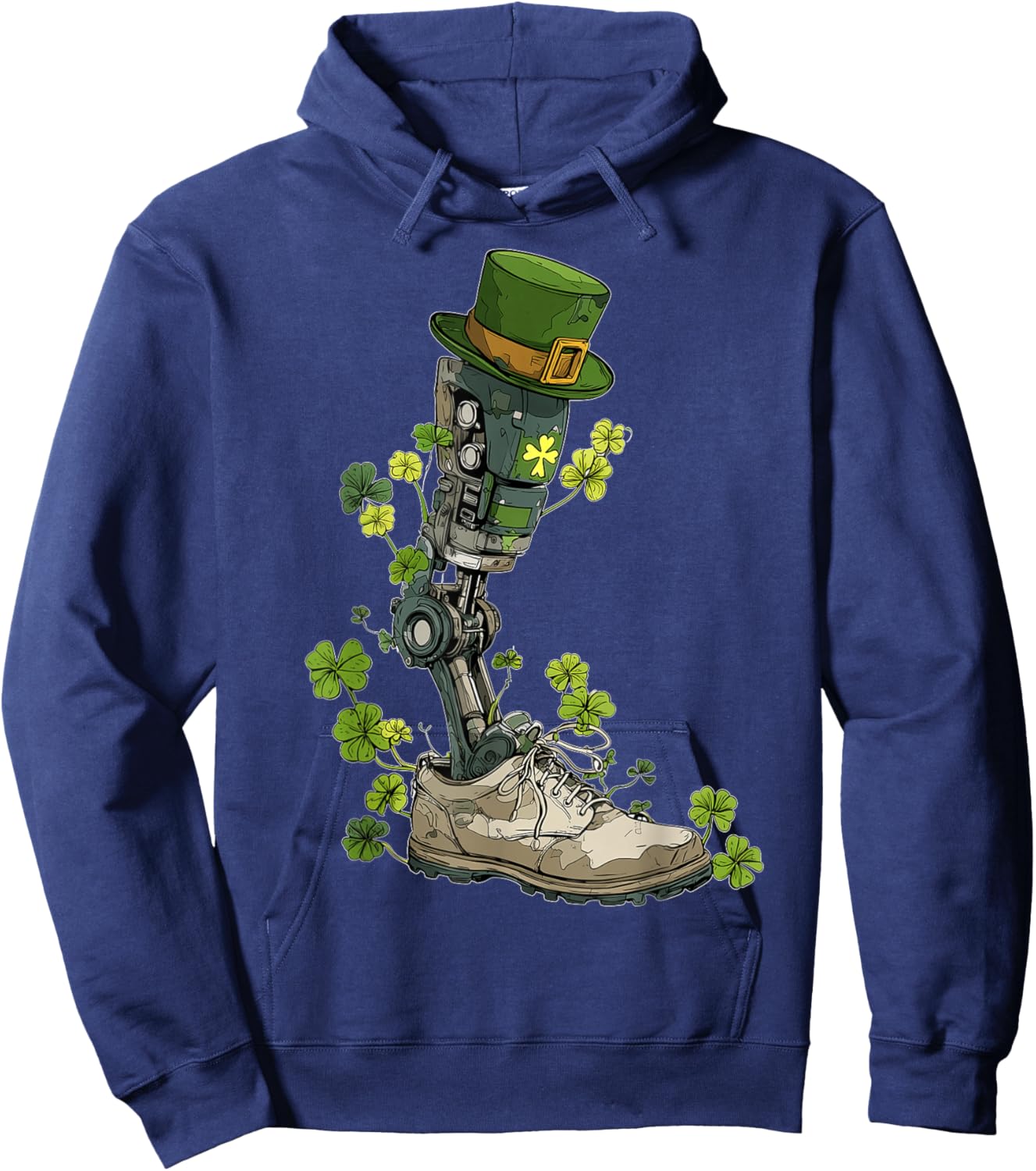 Amputee Prosthetic Amputated St. Patricks Day Pattys Day Hoodie - Hoodie | Navy
