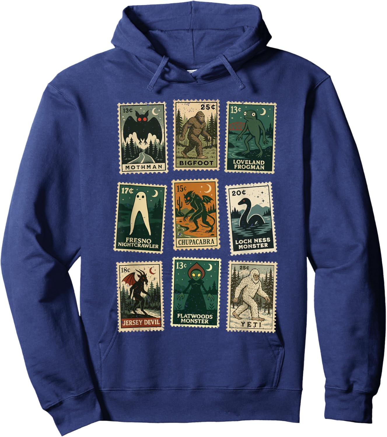 Cryptid Monster Stamps Hoodie - Hoodie | Navy