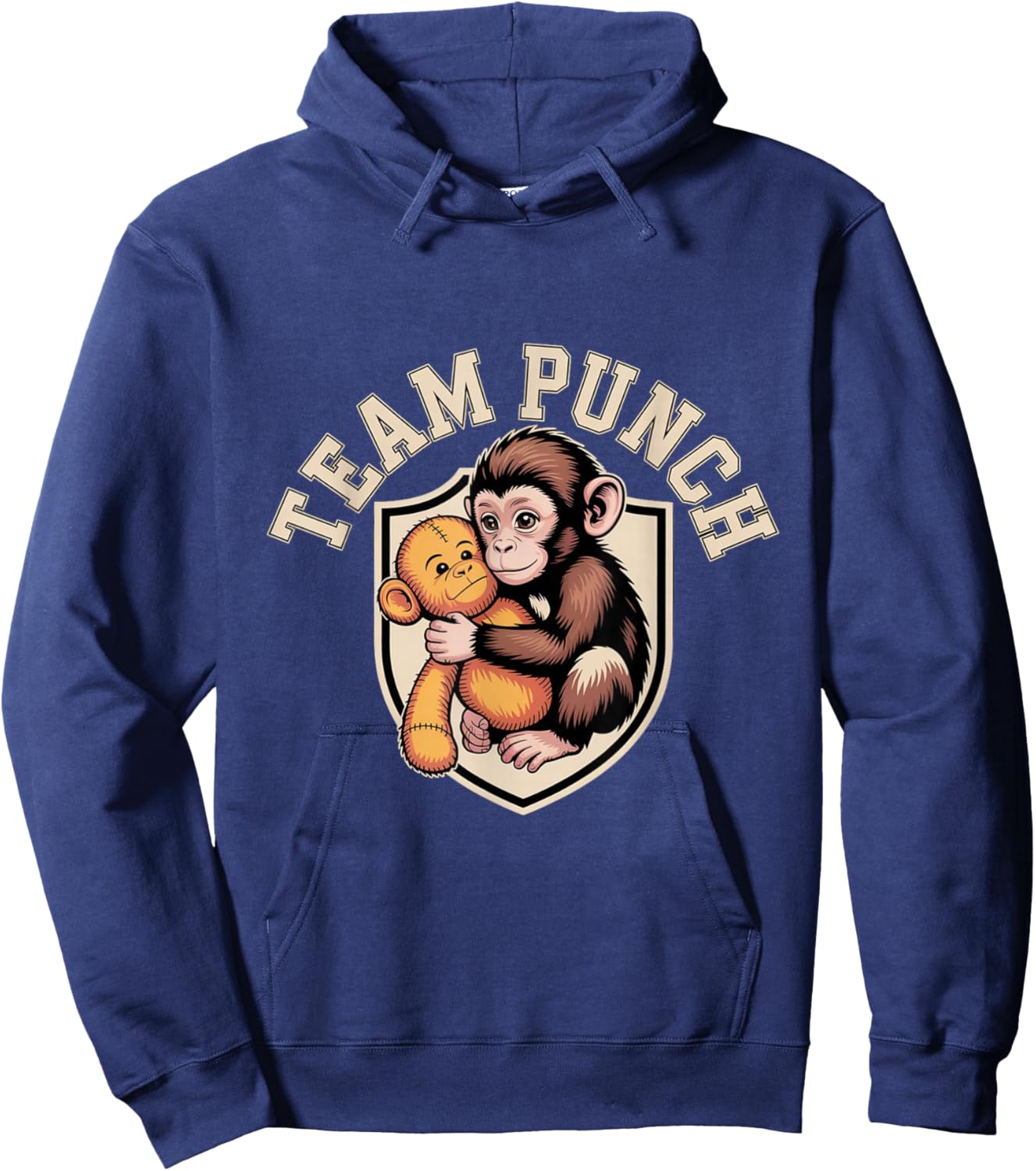 Team Punch Cute Baby Monkey Macaque Japan Zoo Viral Fan Hoodie - Hoodie | Navy