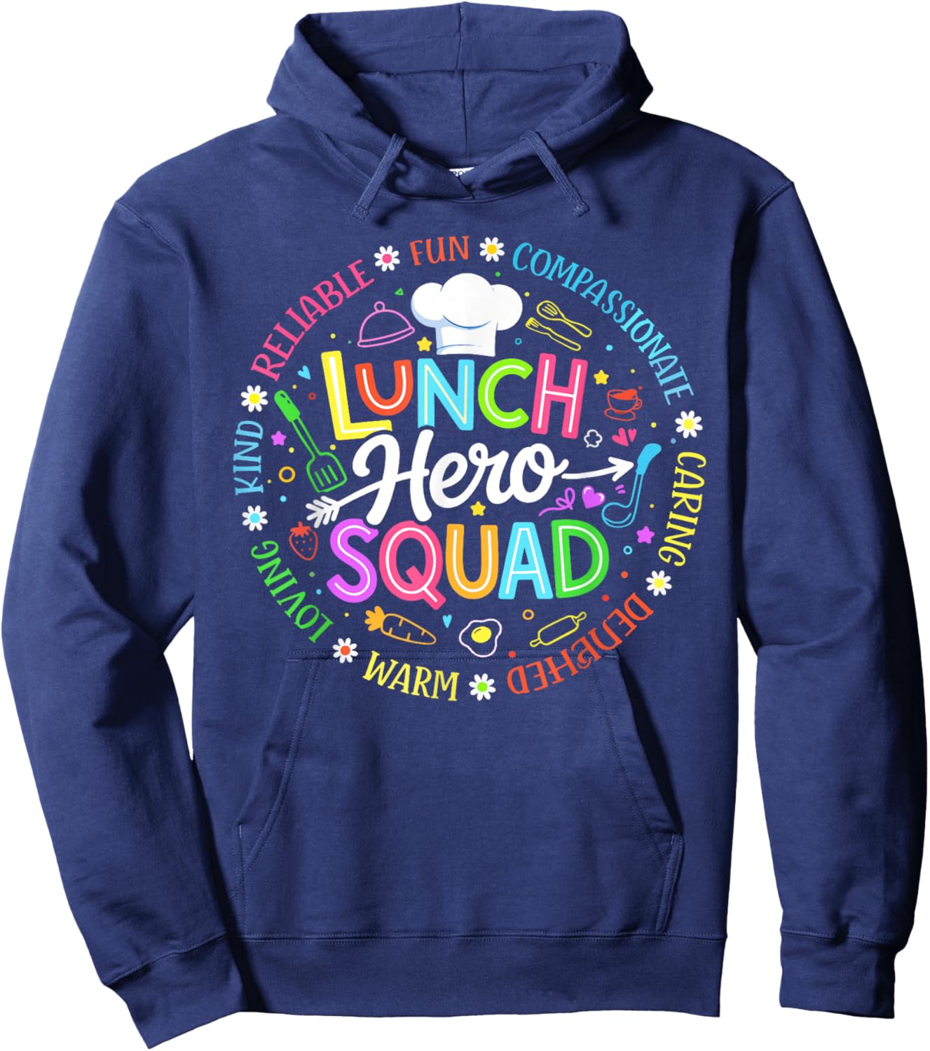 School Lunch Hero Squad Funny Cafeteria Workers Crew Hoodie - Hoodie | Navy