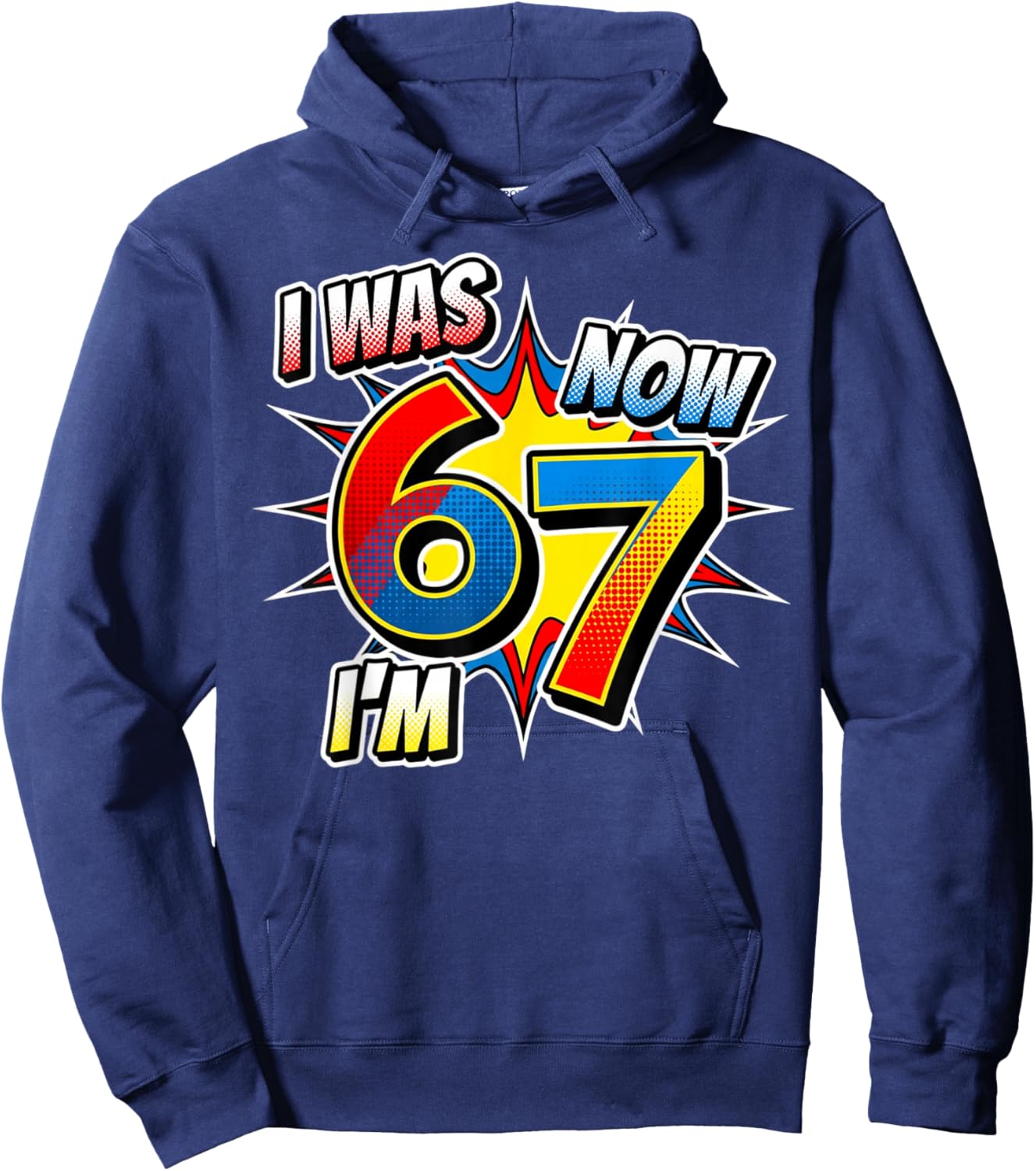 Six Seven Meme 7 Year Old Birthday Shirt was 6 Now I'm 7 Hoodie - Hoodie | Navy