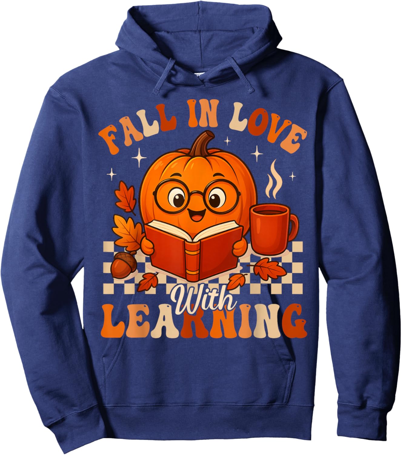Fall in Love with Learning Pumpkin Book Autumn Halloween Hoodie - Hoodie | Navy