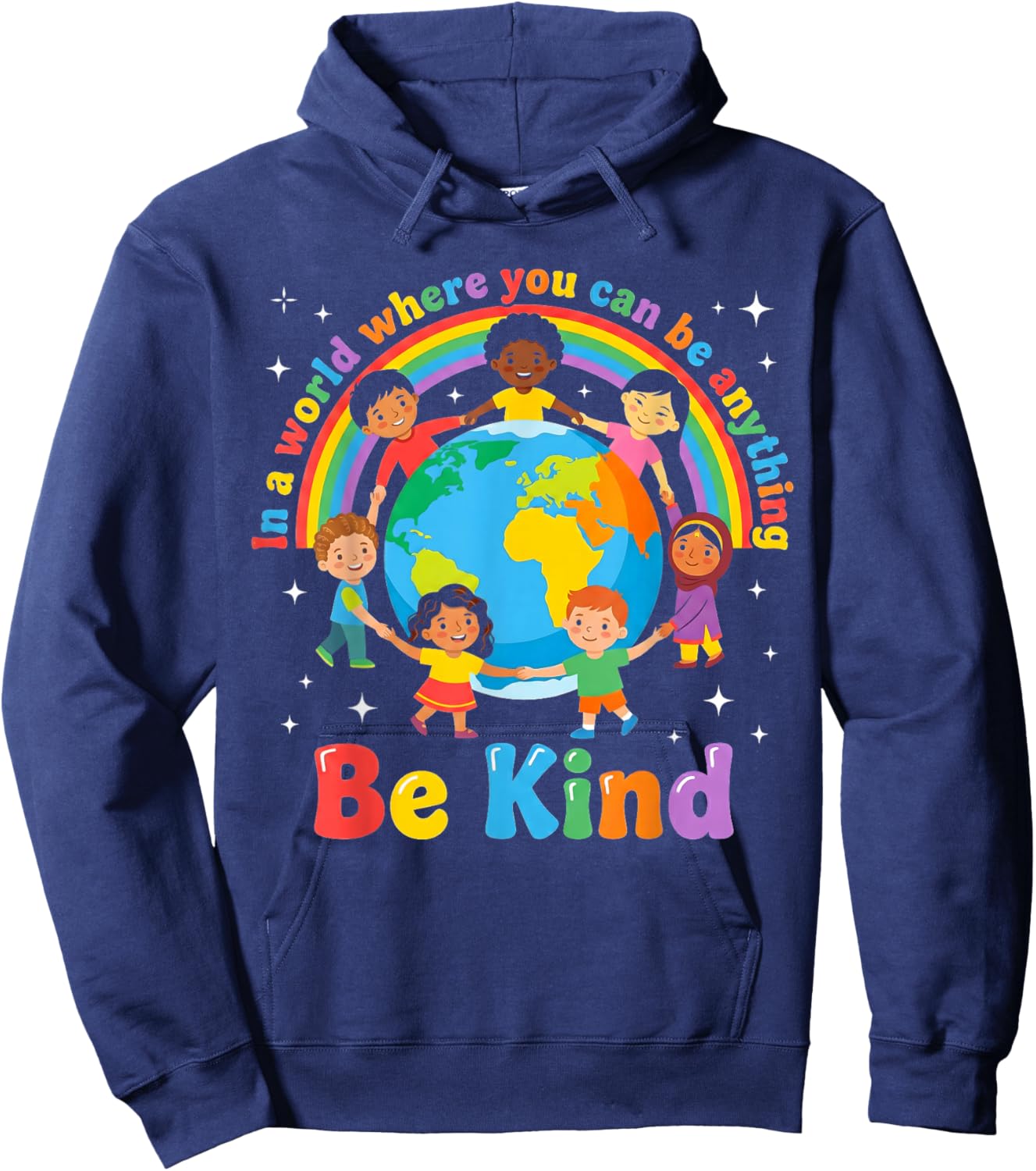 in A World Be Kind Positive Kids Choose Kindness Hoodie - Hoodie | Navy
