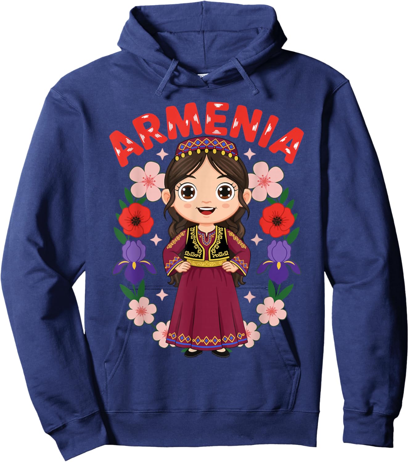 Armenia Armenian Girl Traditional Dress Flowers Heritage Hoodie - Hoodie | Navy