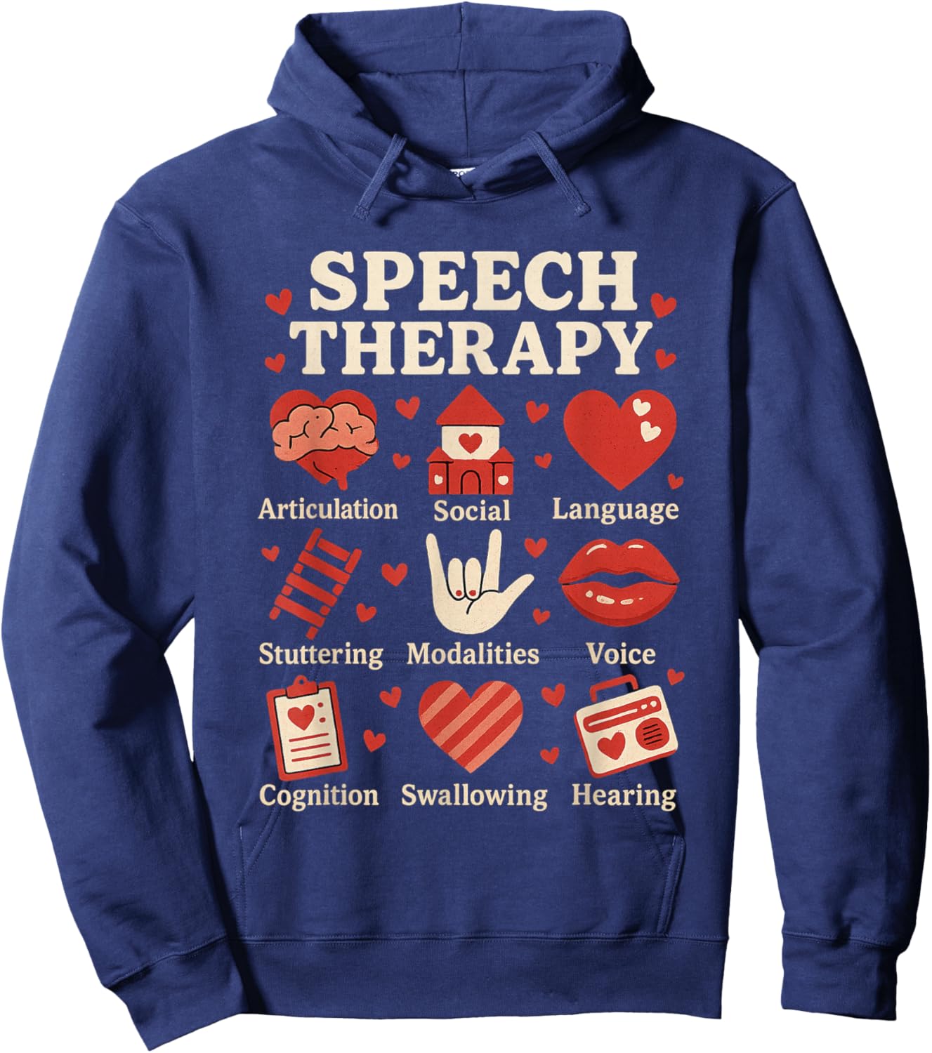 Valentines Day Speech Therapy Therapist SLPA SLP Valentine Hoodie - Hoodie | Navy