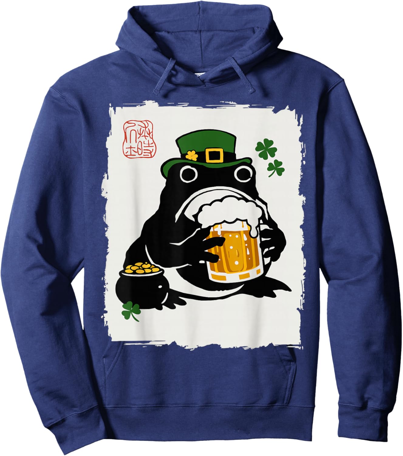Grumpy Frog Japanese Men Women St. Patrick's Day Beer Hoodie - Hoodie | Navy
